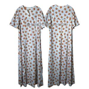 vtg Floral Polyester Double Knit House Dress